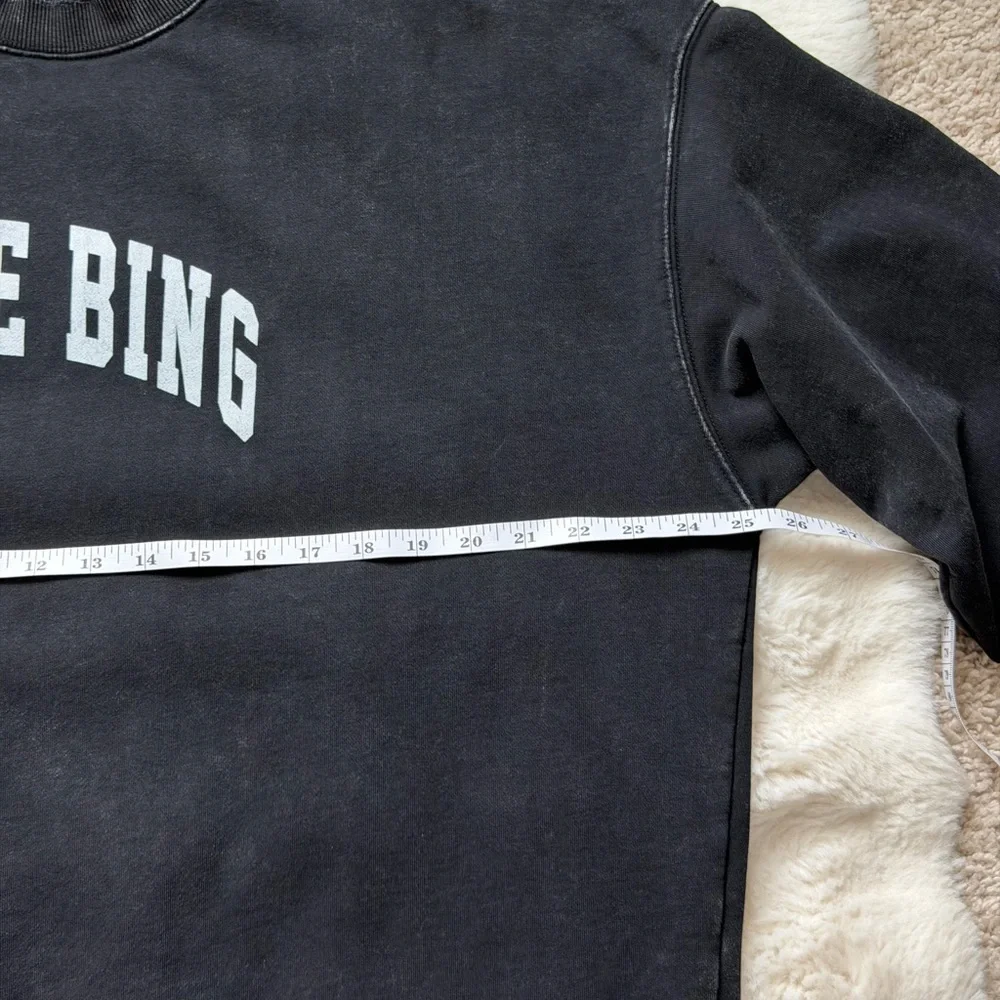 Anine Bing Tyler Cotton Logo Washed Black Crew Neck Sweatshirt-Scandi Girl Style - Picture 15 of 16